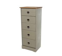 Grey Compact Corona 5 Drawer Narrow Chest