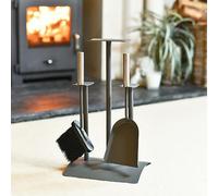 Grey Contemporary "Podium" Two Piece Fireplace Accessories Companion Set - Fireside Tools with Brush and Pan - Elegant and Functional Fireside Companion Set for Fire Log Burner
