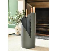 Grey Contemporary "Waves" Fireplace Accessories Companion Set - Fireside Tools with Poker, Brush and Pan - Elegant and Functional Fireside Companion Set for Fire Log Burner