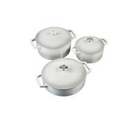 Cooks Professional Set of 3 Cast Iron Casserole Dishes with Lids - 20, 26 & 28cm Diameter in Grey Cooks Professional Grey