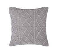 HOMESCAPES Grey Cable Knit Cushion Cover 100% Cotton Diamond Pattern Bed or Sofa Cushion for Living Room Handwoven Super Soft Textured Slate Grey 45 x 45 cm Square Throw Cushion Case, 18 x 18”