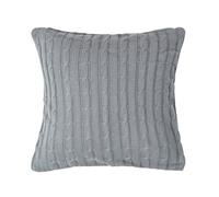 HOMESCAPES - Cable Knit - Cushion Cover Grey - 100% Cotton - 18 x 18 Inches - Washable