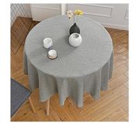 Grey Cotton Linen Round Tablecloth Washable Solid Color Table Cover for Dining Cafe Restaurant & Buffet 180cm Table Protector & Decoration