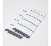 Homescapes Steel Grey Cotton Tea Towel Set of Two Homescapes Grey