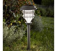Grey Crackle Glass Lens Solar Stake Light 48cm Marco Paul Silver One Size