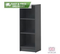 Grey Cube Bookcase 3 Tier Wooden Shelving Display Storage Shelf Unit Stand