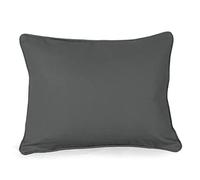 Grey Cushion Covers 12x18 Pack of 2 - 100% Cotton Rectangle/Oblong Decorative Throw Pillow Cases with Piped Edge, Soft Plain Cushion Covers for Sofa, Couch, Bed, Living Room