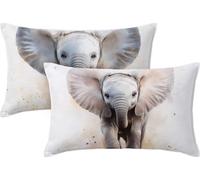 Grey Cushion Covers 30cm x 50cm Pack of 2 Rectangular Waterproof Soft Outdoor Cushions Elephant Decorative Throw Pillow Cases for Bedroom Sofa Livingroom Patio Home Décor Large Cushions 12x20in JK-683