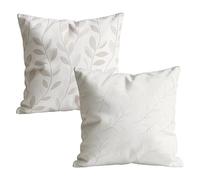 Grey Cushion Covers 35 x 35cm Waterproof Linen Pillow Cases 2 Pack, Double-Sided Leaf Print with Invisible Zipper, Easter Home Decoration Sofa Cushions for Bedroom Garden Outdoor 14x14 inch M-w-8171