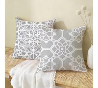 Grey Cushion Covers 35x35 cm 2 Pack,Simple Cushions with Hidden Zip,Comfort Square Pillow Cases,Outdoor Waterproof Linen Cushion Covers,Decorative Pillows for Sofa,Living Room,Gifts for Women W-779