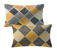 Grey Cushion Covers 40 x 60 cm Sofa Cushions Set of 2 Outdoor Cushions Geometric Velvet Cushion Covers with Invisible Zipper Decorative Pillows for Garden Patio Bench Balcony Bed Autumn Decor 2m-435