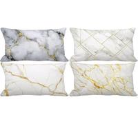 Grey Cushion Covers 40 x 80 Marble Outdoor Cushions Soft Set of 4 Rectangle Decorative Pillows with Smooth Invisible Zip for Livingroom Summer Outdoor Patio Garden Bench Home Decor Gifts Gifts 8v-26V