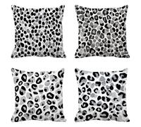 Grey Cushion Covers 45 x 45 cm Outdoor Cushions Waterproof Leopard Decorative Pillows, Linen Square Throw Pillow Case, 4 Pack Double Sided Printed Sofa Covers for Couch Bedroom Home Decor Gifts W-1