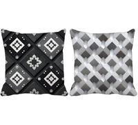 Grey Cushion Covers 60 x 60 Set of 2, Outdoor Cushions Geometry Sofa Pillows Covers, Square Waterproof Soft Decorative Pillows with Invisible Zipper for Summer Outdoor Garden Furniture Decor r-1811a