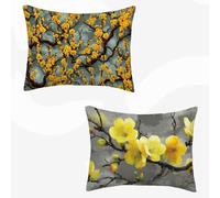 Grey Cushion Covers 70x90, Double-Sided Printing Decorative Pillows Yellow Sofa Pillows, Spring Decor With Invisible Zipper for Garden Bedroom Living Room Sofa Home Decor, Gift Set of 2 -SW260344R