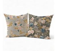 Grey Cushion Covers Breathable linen Decorative Pillow Cases Rural Cushion Covers 14x14in Set of 2, Modern Home Decor Sofa Cushions with Invisible Zipper for Outdoor Garden Spring Decoration P-J-3444