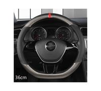 (GREY D SHAPE) 36cm Leather +Carbon Fiber Car Steering Wheel Cover Size S for Honda Civic