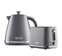 Stirling Pyramid Kettle and 2 Slice Toaster Set 3KW Fast Boil 1.7L Grey Daewoo Grey One Size