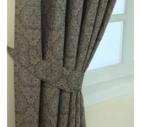 Homescapes Damask Jacquard Curtain Tie Back Pair in Grey Homescapes Grey