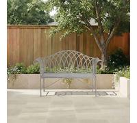 Charles Bentley Decorative Wrought Iron Outdoor Rustic Bench Curved Armrest 2 Seater Weatherproof - Grey