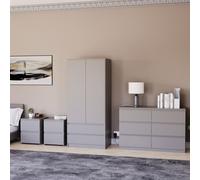 (Grey) Denver 4 Piece Bedroom Set Drawer Chest Wardrobe 4