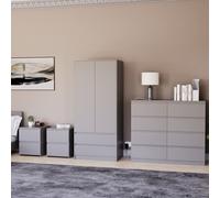 (Grey) Denver 4 Piece Bedroom Set Drawer Chest Wardrobe 5