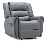 More4Homes Denver Bonded Leather Recliner Armchair W Stud Sofa Home Lounge Chair Reclining (Grey)