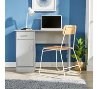 Grey Desk 1 Drawer 1 Door Compact Computer Workstation Home Office Table Tyler