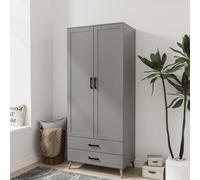 Urbn-Living Urbnliving 180Cm Height Grey Wardrobe With 2 Door 2 Drawer Modern Bedroom Clothes Storage Hanging Rail