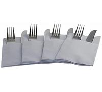 Grey Disposable Pocket Napkins Linen Feel Luxury Airlaid Paper 40cm Pack of 50