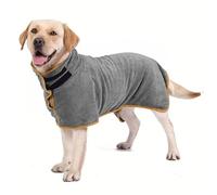 Grey Dog Towel Drying Coat Absorbent Pet Coat Bathrobe Wet Robe for Medium Large Dogs Soft Microfiber Towel Wrap Quick Dry Dressing Gown Perfect for Bath Swims Muddy (XLfor Dogs back length 55-75cm)