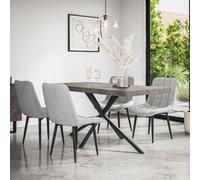 (Grey) Donni Dining Table And Chairs - Concrete Effect Table w 4-6 Nova Velvet Chair