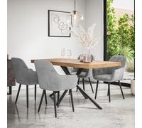 (Grey) Donni Dining Table And Chairs - Oak Effect Table Top w 4-6 Anika Velvet Chair