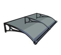 Grey Door Canopy Awning for Entrance - Aluminum Brackets 80x90cm Weather-Resistant with Separate Drainage for Porch Patio Deck & Window Protection