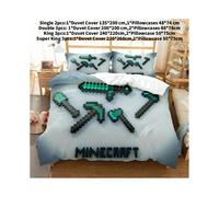 (Grey, Double(200x200cm)) Bedding Minecraft Games Set Sword Ender Duvet Cover Decoration Gifts Bedroom