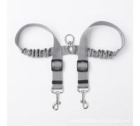 Grey Double Dog Lead for Walking 2 Dog, No Tangle 360° Swivel Dog Leash, Bungee Shock-Absorbing Reflective Dual Leash for S/M/L, Split Lead 52-70cm Extendable, Heavy Duty Double Ended Twin Dog Lead