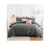 (Grey, Double) Luxury Microfiber Duvet Cover Set - 8 Colors - Soft & Breathable Fabric - Single Double King Super king Sizes Available