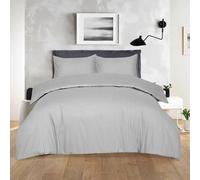 (Grey, Double) Soft Hotel Quality Satin Stripe T300 Egyptian Cotton Duvet Cover with Pillowcases