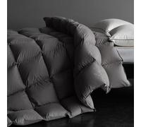 Grey Down Feather Fiber Comforter Oversize King Size,100% Organic Blended Cotton Fabric Cover,Ultra Soft Comforter High Fill Power Comforters,All Season Hotel Collection Fully Duvet Insert with 8 Tabs