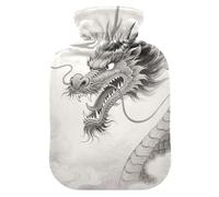 Grey Dragon Water Bottle for hot Water with Soft Cover, 2L Water Bottle Bag for Sore Muscle, Menstrual Cramps, Bolsa de agua Caliente para el Dolor