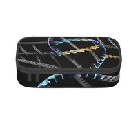 Grey Dragonflies Printing Business Office Storage Bag Pencil Case Pencil Case Makeup Cosmetic Bag, Dna Chain Photographs, Taglia Unica