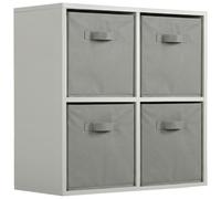 (Grey Drawers) Charles Jacobs Grey 4 Cube Open Book Shelf Storage Unit