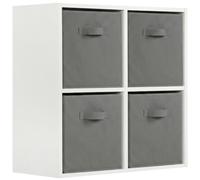 (Grey Drawers) Charles Jacobs White 4 Cube Open Book Shelf Storage Unit