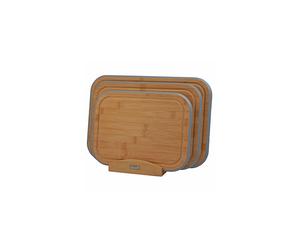 (Grey Edge) Cooks Professional 3pc Bamboo Chopping Board Set