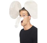 Grey Elephant Set Ears Trunk Instant Wild Animal Fancy Dress Accessory Kit