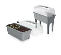 (Grey) Elevated Greenhouse Plastic Raised Garden Bed Planter Pot Box Plant Lid 3 Colour