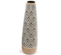 Grey Embossed Mosaic Pattern Ceramic Serenity Oval Vase Large Size for Fresh Dried or Artificial Silk Flowers Decorative Home Table or Windowsill Decoration