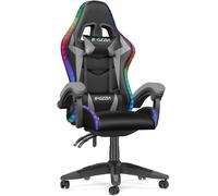 (Grey) Ergonomic Gaming Chair With LED Lighting Effects