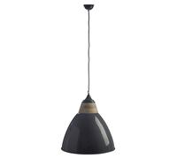Grey Extra Large Pendant Light, Scandi Bell-Shaped Industrial Ceiling Lamp, 1m Cord with Matching Rose Interiors by Premier Grey One Size