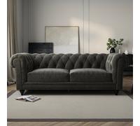 Grey Fabric Chesterfield 3 Seater Sofa - Beatie